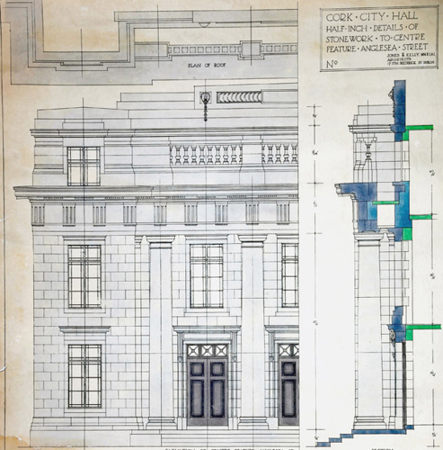 Cork City Hall elevation drawing c1930