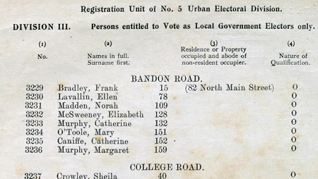 Cork City Register of Electors 1919 Cork City Register of Electors 1919