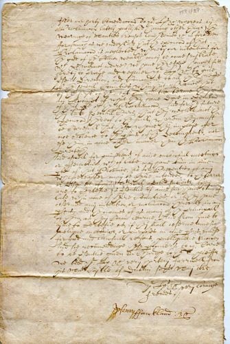 1625 Letter to Mayor of Youghal from Dublin Castle