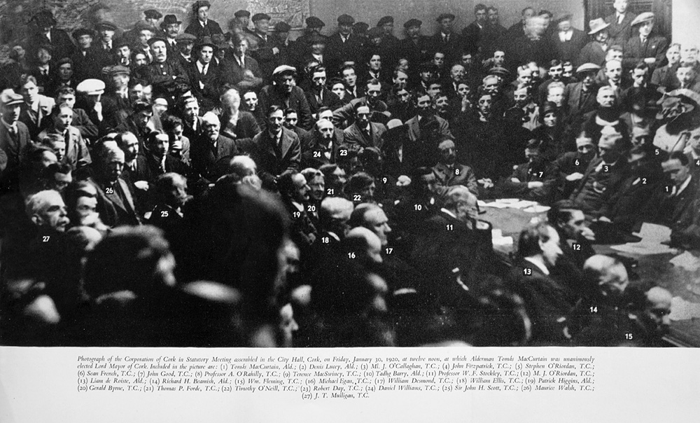 Election of MacCurtain as Lord Mayor 30 Jan 1920. Council Chamber City Hall. Election of MacCurtain as Lord Mayor 30 Jan 1920. Council Chamber City Hall.